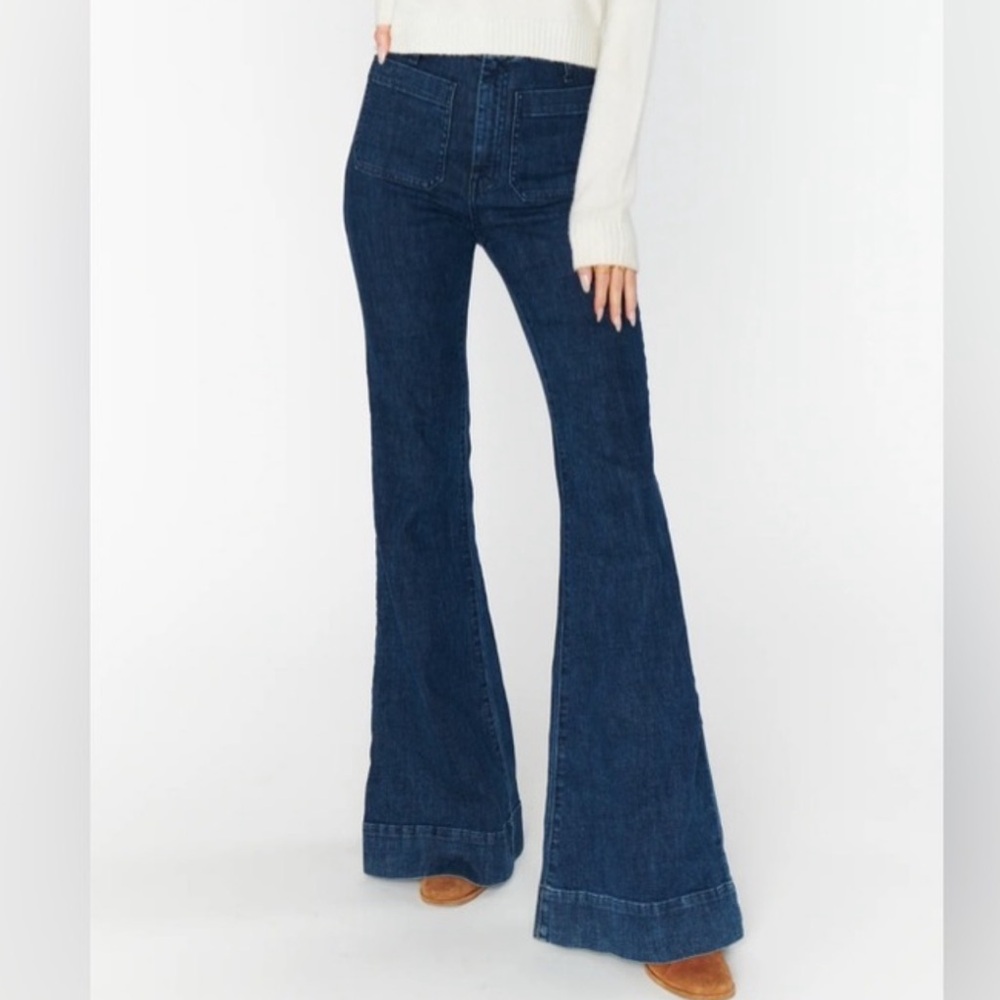 Show Me Your Mumu Farrah Trouser Blue Flared Jeans Size 28